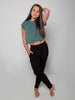 Green Crop Top: Boss Crop in Jade by Sugar and Bruno Apparel in Indianapolis, IN