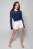Long Sleeve Stretchy Youth Mesh Top, Navy