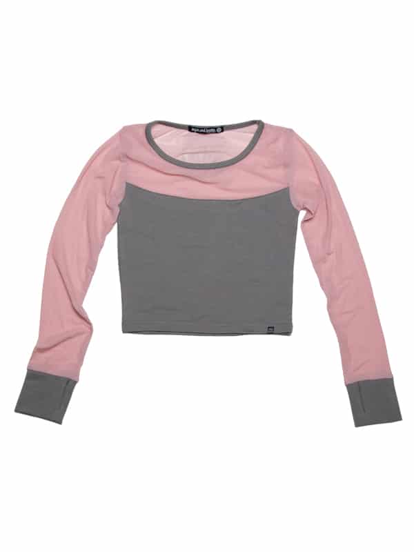 Long Sleeve Stretchy Mesh Youth Top, Ballet Pink