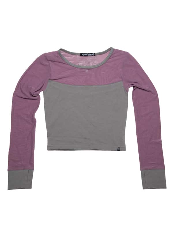 Long Sleeve Stretchy Mesh Top, Violet