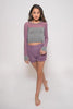 Long Sleeve Stretchy Mesh Youth Top, Violet