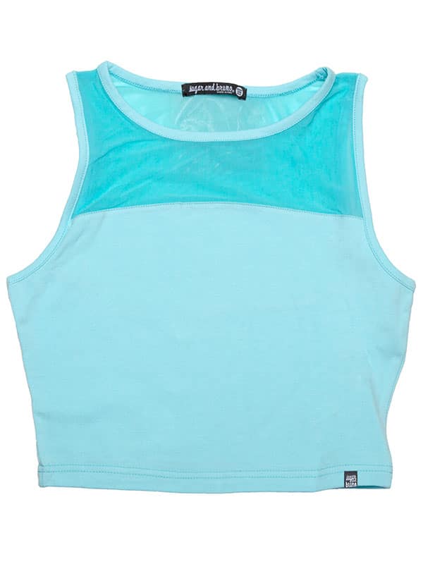 Stretchy Mesh Top, Turquoise
