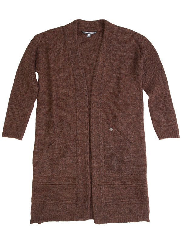 Brown Cardigan: The Sophia Sweater in Brown by Sugar and Bruno Apparel in Indianapolis, IN