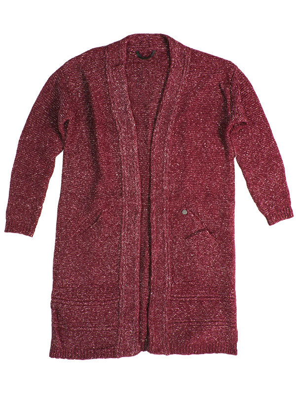 Maroon Cardigan: The Sophia Sweater in Canyon Rose by Sugar and Bruno Apparel in Indianapolis, IN
