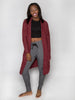 Maroon Cardigan: The Sophia Sweater in Canyon Rose by Sugar and Bruno Apparel in Indianapolis, IN