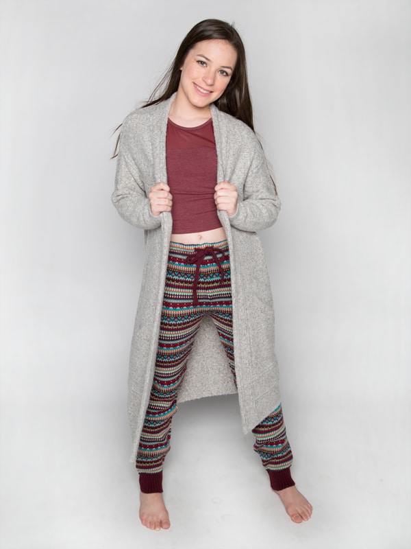 Gray Cardigan: The Sophia Sweater in White Marble by Sugar and Bruno Apparel in Indianapolis, IN