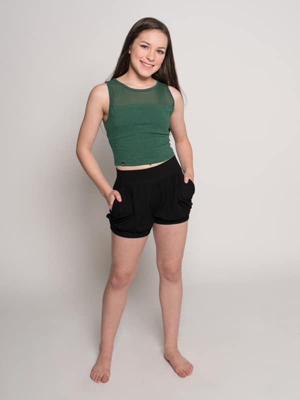 Stretchy Mesh Top, Spruce Green