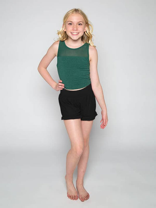 Stretchy Mesh Youth Top, Spruce Green