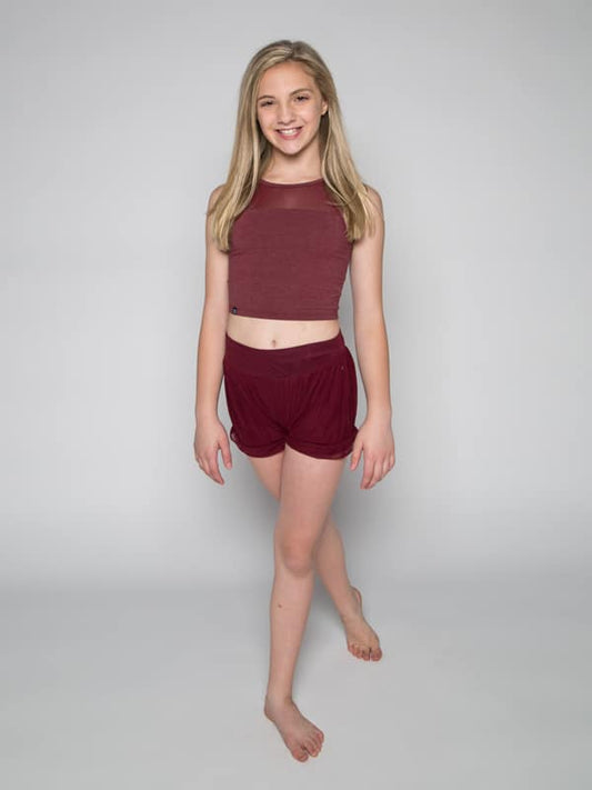 Stretchy Mesh Youth Top, Canyon Rose