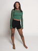 Long Sleeve Stretchy Mesh Top, Spruce Green