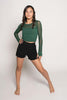 Long Sleeve Stretchy Mesh Youth Top, Spruce Green