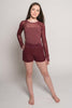 Long Sleeve Stretchy Mesh Top, Canyon Rose