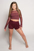 Long Sleeve Stretchy Mesh Youth Top, Canyon Rose