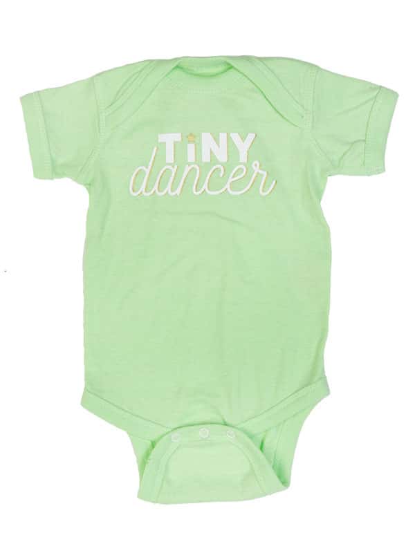 Green Onesie: "Tiny Dancer" by Sugar and Bruno Apparel in Indianapolis, IN