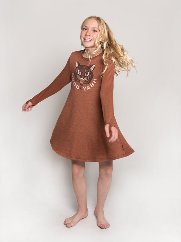 Halloween Dress: Boo Yah Black Cat Swing Dress by Sugar and Bruno Apparel in Indianapolis, IN