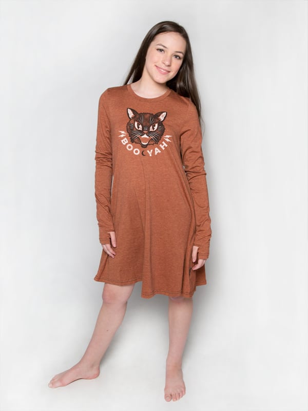 Halloween Dress: Boo Yah Black Cat Swing Dress by Sugar and Bruno Apparel in Indianapolis, IN