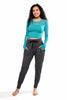 Long Sleeve Stretchy Mesh Top, Lagoon