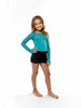 Long Sleeve Stretchy Mesh Youth Top, Lagoon