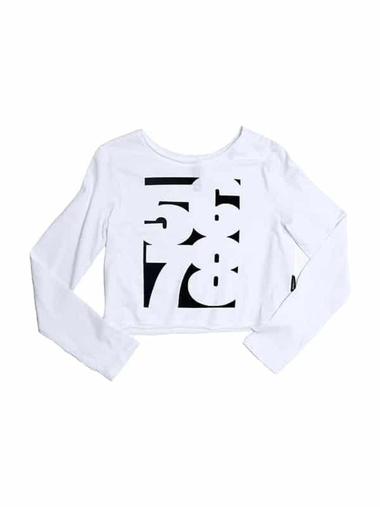 5678 Youth Crop Long Sleeve Tee, White