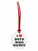 Luggage Tag “I Heart Boys Who Dance” by Sugar and Bruno Apparel