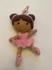 Ballerina Felt Wool Ornament, Brown Hair/Light Skin