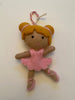 Ballerina Felt Wool Ornament, Blonde Hair/Light Skin