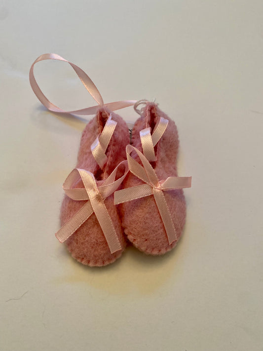 Ballet Slippers Felt Wool Ornament Pink